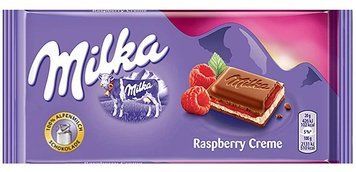 Шоколад молочний з кремом та малиною Milka 100г. 00480-3 фото