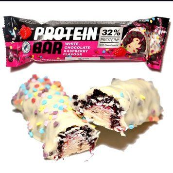 Протеиновый батончик с белым шоколадом и малиной Protein bar 50г. 03124 фото